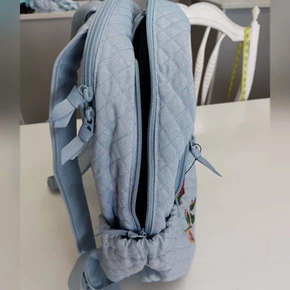 Vera Bradley Campus Backpack Sea Air Floral Embroidered Denim NWT - Picture 3 of 6